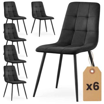 Dining chairs NERO, 6 pcs, black, 45.5 × 87 × 43.5 cm