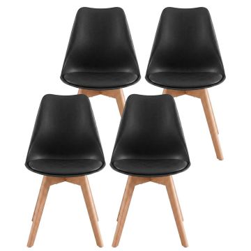 Valgomojo kėdės VASAGLE, 4 vnt, Juodos, 46,5 × 57 × 79 cm