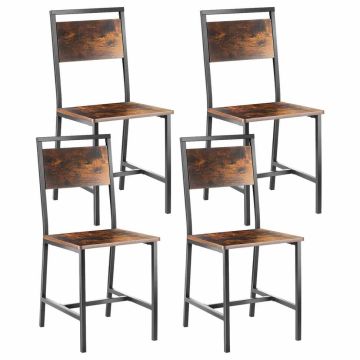 Обеденные стулья VEVOR DA270, 4 шт, чёрные/коричневые, 48 × 86,5 × 38 см