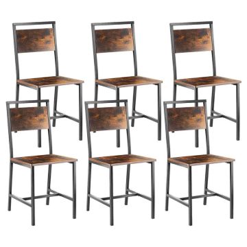 Обеденные стулья VEVOR DA270, 6 шт, чёрные/коричневые, 48 × 86,5 × 38 см