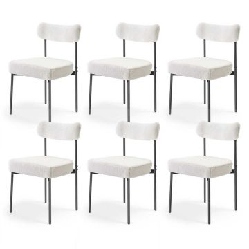 Dining chairs VEVOR HC2025, 6 pcs, white, 54.5 × 79.5 × 50 cm
