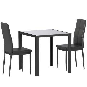 Комплект для столовой, 3 предмета, 2 стула, Чёрный, 75 × 75 × 75 см