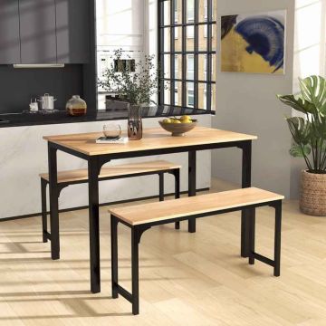 Valgomojo komplektas, stalas ir 2 suolai, 43 × 30 × 28 col