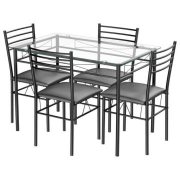 Valgomojo komplektas, Stalas ir 4 kėdės, 110 × 69,85 × 76,2 cm