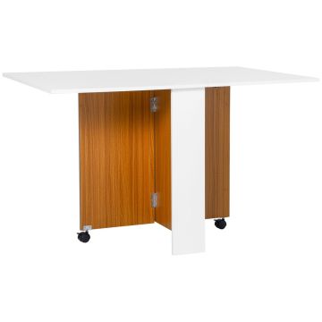 Valgomojo stalas Homcom 120x80x73cm., baltos/rudos spalvos