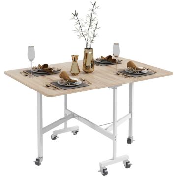 Valgomojo stalas Homcom 120x80x73cm., baltos/šviesiai rudos spalvos