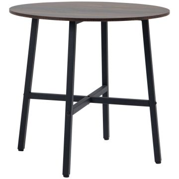 Valgomojo stalas Homcom 80x76cm., tamsiai rudos/juodos spalvos