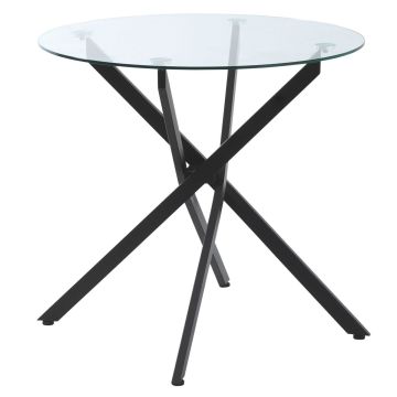 Valgomojo stalas Homcom 80x80x75cm., juodos spalvos