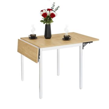 Valgomojo stalas Relaxdays, Išlankstomas, 2–4 asmenims, Balta/ruda, 120 × 76 × 78 cm
