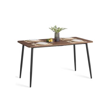 Valgomojo stalas VASAGLE KDT100K02, 4–6 žmonėms, Ruda/juoda, 140 × 75 × 75 cm