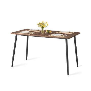 Valgomojo stalas VASAGLE KDT100KE02, 4–6 asmenims, ruda/juoda, 140 × 75 × 75 cm