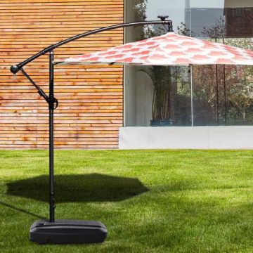 Water-filled umbrella base, with wheels, Black, 81.28 × 60.96 × 15.24 cm