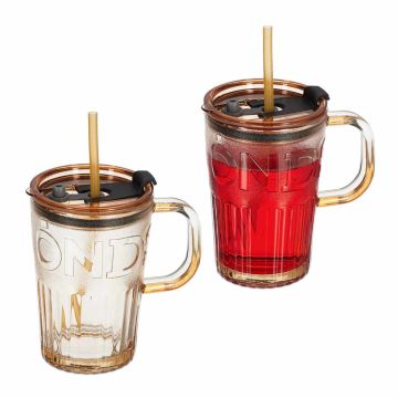 Vandens stiklinės Relaxdays, 2 vnt, Ruda, 13 × 13 × 8,5 cm