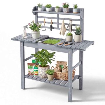 Potting bench-table VEVOR DS-PB009, adjustable tabletop, 94–140 × 46 × 140 cm