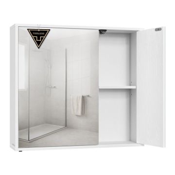 Veidrodinė vonios spintelė SONGMICS HOME, Reguliuojamos lentynos, Balta, 15 × 60 × 55 cm
