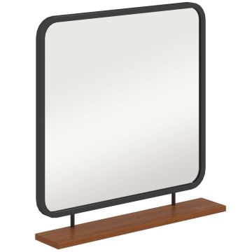 Зеркало с полкой Homcom 55x10x55,5см, черно-коричневого цвета