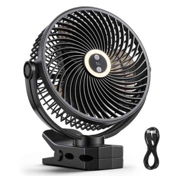 Clip-on fan VEVOR Lok-M8D, 4 settings, Black, 23.5 × 11.2 × 30.5 cm