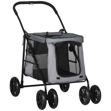 Коляска для собак PawHut 102x62x105см, серо-чёрного цвета
