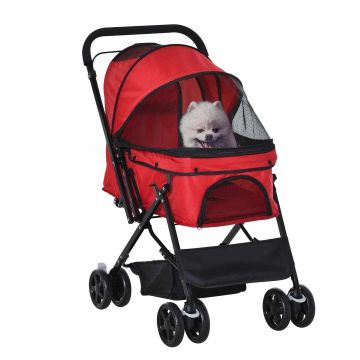 Коляска для собак PawHut 76,5x52x95см, красно/черная