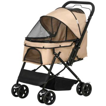 Коляска для собак PawHut 76,5x52x95см, светло-коричневый/черный цвет
