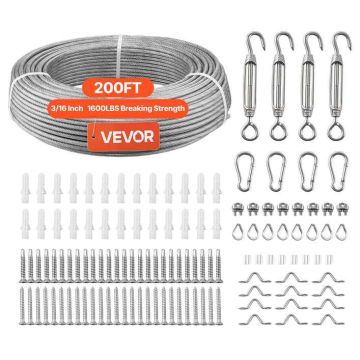 Wire rope set VEVOR QD304PVC-024, 7 × 7 strands
