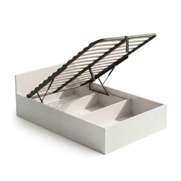 Single bed, with a liftable metal slatted frame, white, 205 × 107 × 68 cm