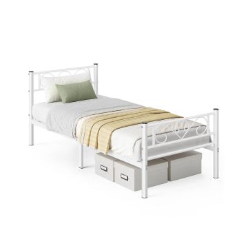 Viengulė lova VASAGLE RMB061W01, 90 × 190 cm, Balta, 208 × 86,4 × 91,8 cm