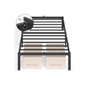 Viengulės lovos rėmas VASAGLE RMB132B01, 90 × 200 cm, Juodas, 200 × 90 × 35,6 cm