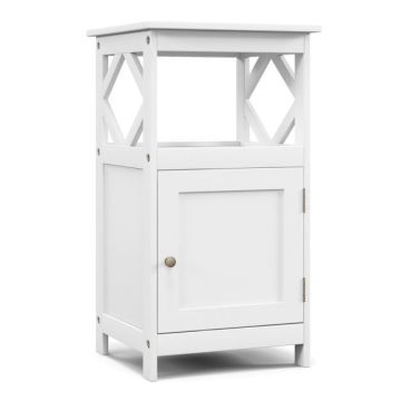 Single-door bathroom cabinet with open shelf, white/brown, 39.37x39.37x73.66 cm, 9.53 kg