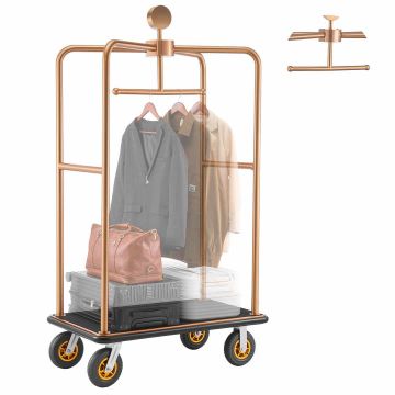 Hotel luggage trolley VEVOR X-123B-RG, 544.31 kg, Pink, 1080 × 650 × 1960 mm