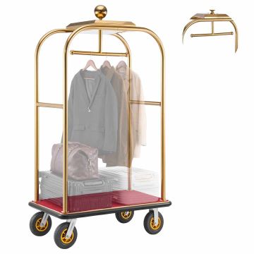 Hotel luggage trolley VEVOR X-125B-G, 4 wheels, 1080 × 640 × 1940 mm