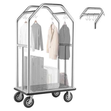 Hotel luggage trolley VEVOR X-HC, 4 wheels, 1080 × 640 × 1870 mm