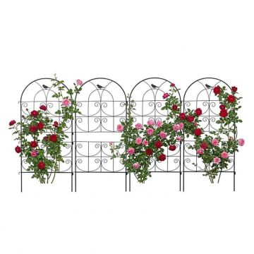 Vijoklinių augalų grotelės Relaxdays 10053229_305, 4 vnt, Juoda, 116 × 50 × 1 cm