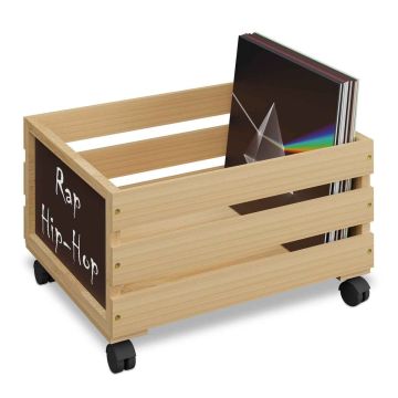 Vinilinių plokštelių dėžė Relaxdays, iki 80 plokštelių, 43 × 27 × 34 cm