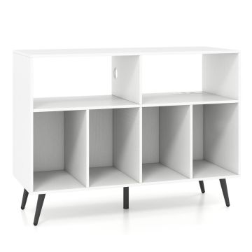 Vinilo plokštelių stovas, 4 lentynos, Balta, 100 × 74,5 × 40 cm