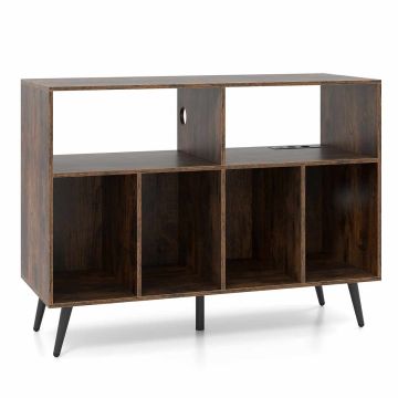 Vinilo plokštelių stovas, 4 lentynos, Ruda, 100 × 74,5 × 40 cm