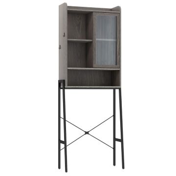 Over-the-toilet Bathroom Cabinet, Sliding Acrylic Doors, Gray, 63.5 × 29.21 × 170.18 cm
