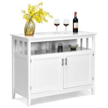 Kitchen buffet, 2 doors, 5-position shelf, brown and white, 114 × 51 × 91 cm