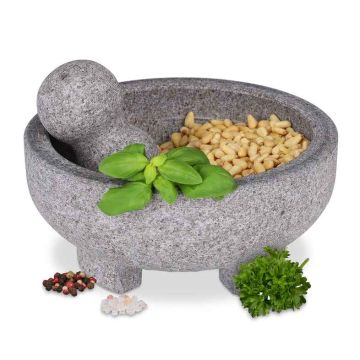 Virtuvės įrankis Relaxdays 10042911.0, su piestele, Pilka, 20 × 9 cm