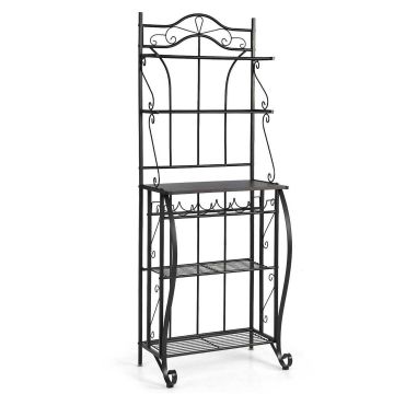 Kitchen shelf, 4 shelves, Black, 63.5 × 40.64 × 172.72 cm