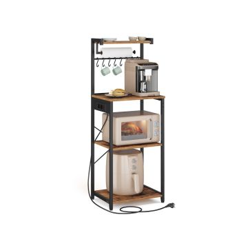 Кухонный стеллаж VASAGLE KKS013KD02, 4 яруса, коричневый/чёрный, 45 × 140 × 40 см