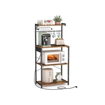 Virtuvės lentyna VASAGLE KKS014K02, 4 pakopų, ruda/juoda, 60 × 140 × 40 cm