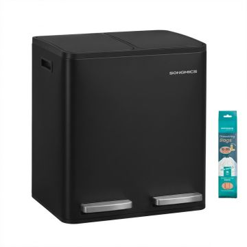 Кухонное мусорное ведро SONGMICS LTB130, 2 × 15 л, Чёрный, 41,8 × 35,3 × 45,5 см