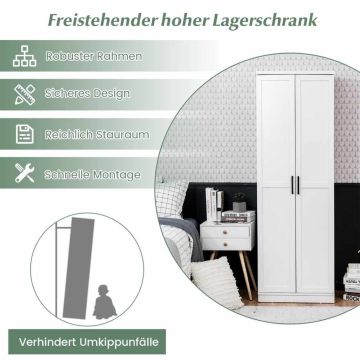 Kitchen cabinet, 2 doors, 5 shelves, White, 59 × 178 × 43.5 cm