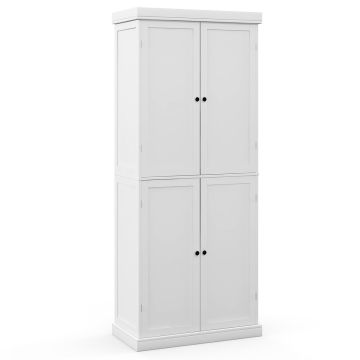 Kitchen cabinet, 4 doors, 3 shelves, Black and white, 76.2 × 40.64 × 184.15 cm