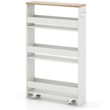 Kitchen cabinet, 4-tier, White, 47 × 80 × 13 cm