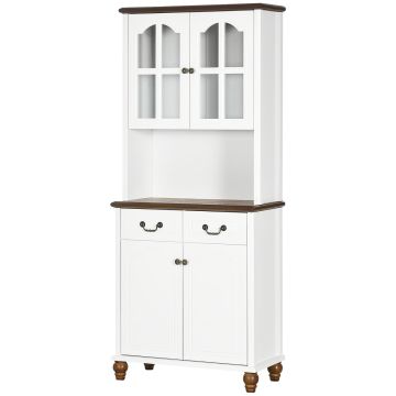 Virtuvės spintelė Homcom 76x38x182cm., baltos/rudos spalvos