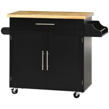 Virtuvės vežimėlis Homcom 109x40x89cm., juodos/šviesiai rudos spalvos