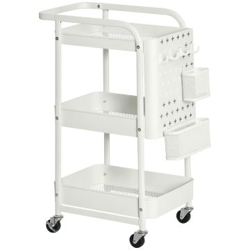 Virtuvės vežimėlis Homcom 51,5x32x75,6cm., baltos spalvos