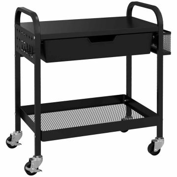 Virtuvės vežimėlis Homcom 61x32,6x58,5cm., juodos spalvos